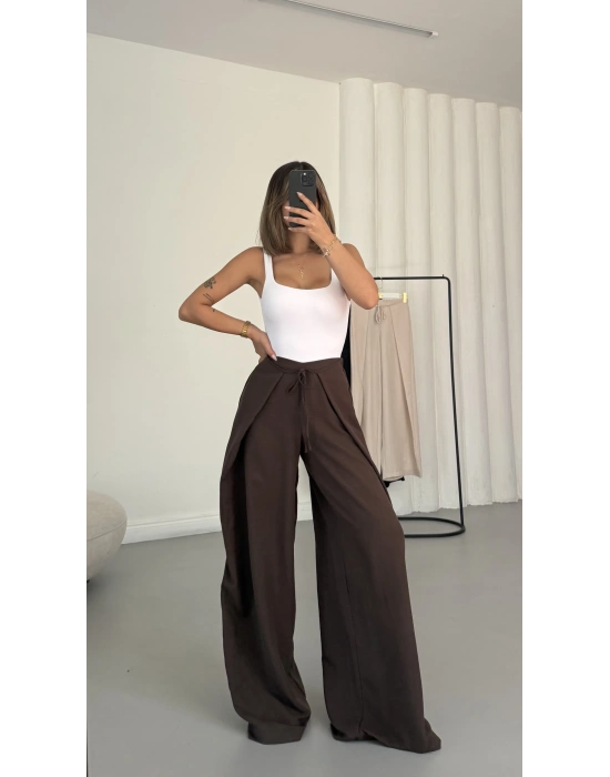 Livia Bağcıklı Pantolon - Kahve