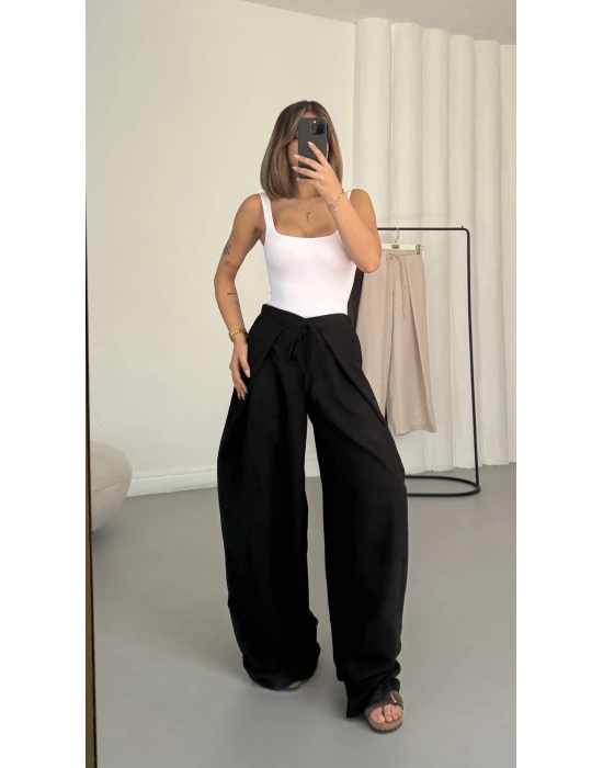 Livia Bağcıklı Pantolon - Siyah