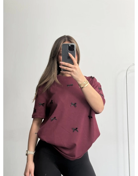 Lola Fiyonklu Tshirt - Bordo