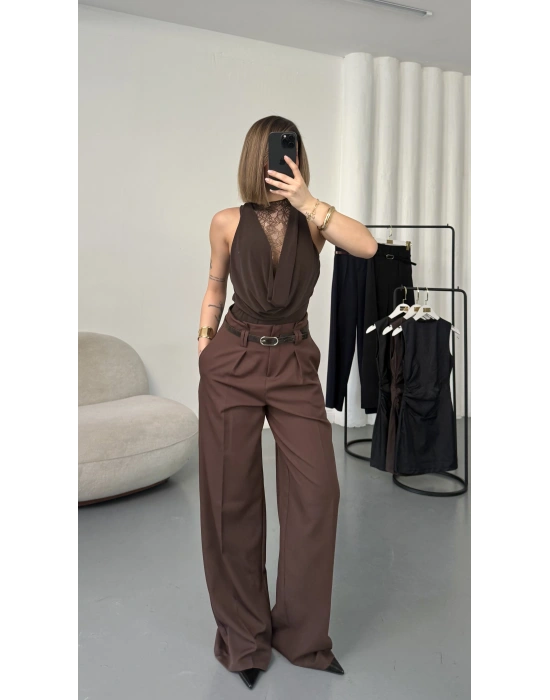 Luce Kemerli Pantolon - Kahve