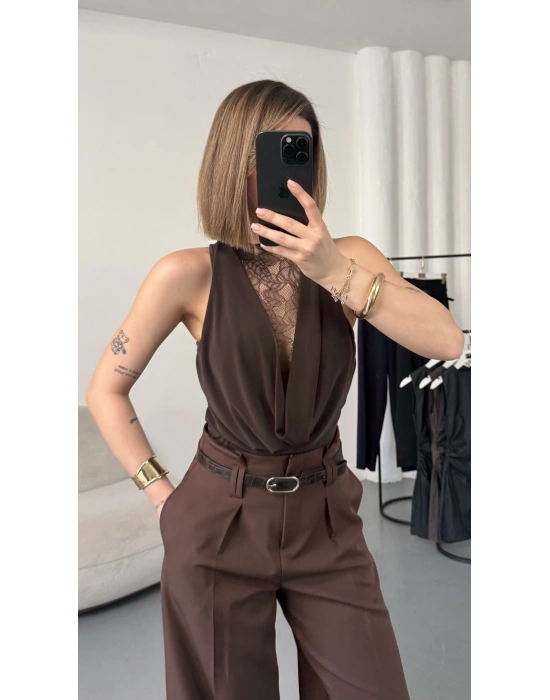Luce Kemerli Pantolon - Kahve