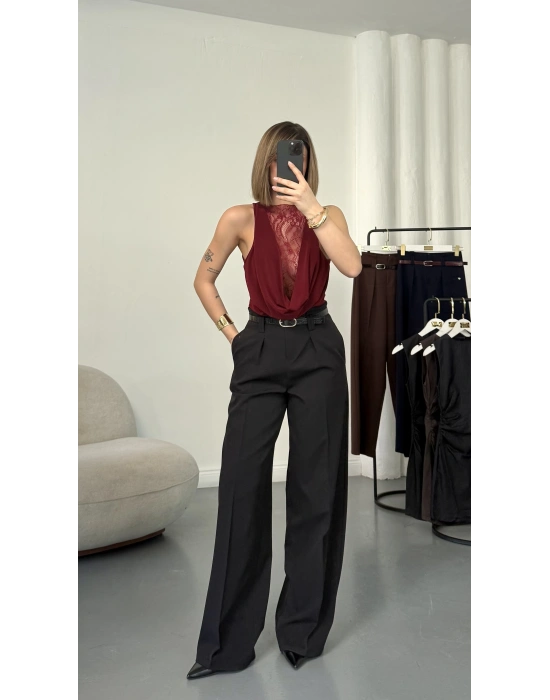 Luce Kemerli Pantolon - Siyah