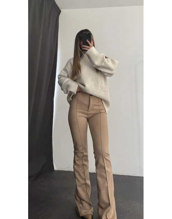 Lucia Klasik İspanyol Pantolon - Camel