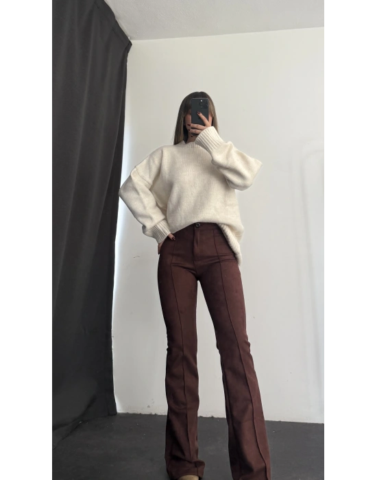 Lucia Klasik İspanyol Pantolon - Kahve