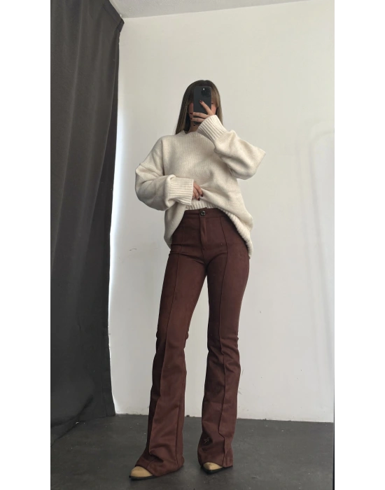 Lucia Klasik İspanyol Pantolon - Kahve