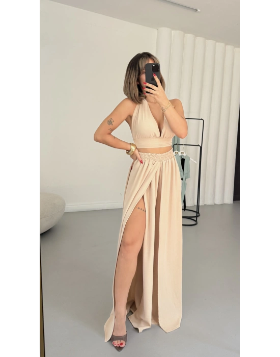 Luna Crop Takım - Bej