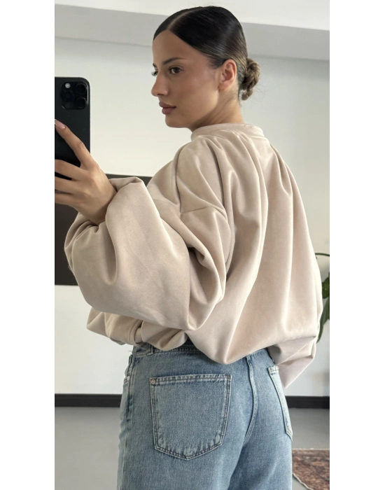 Maira Oversize Süet Ceket - Bej