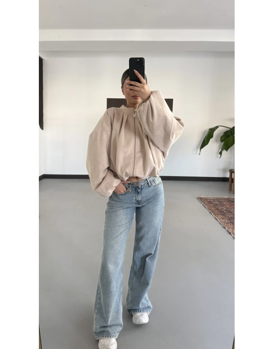 Maira Oversize Süet Ceket - Bej
