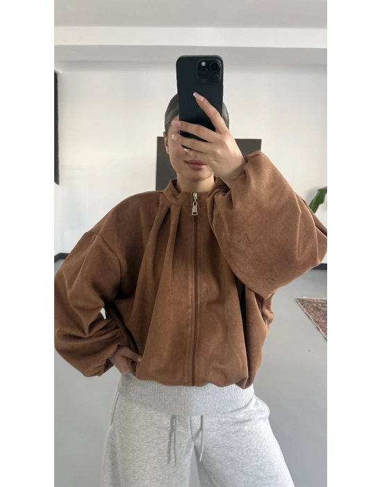 Maira Oversize Süet Ceket - Kahve