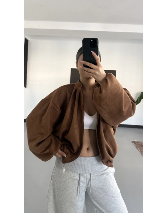 Maira Oversize Süet Ceket - Kahve