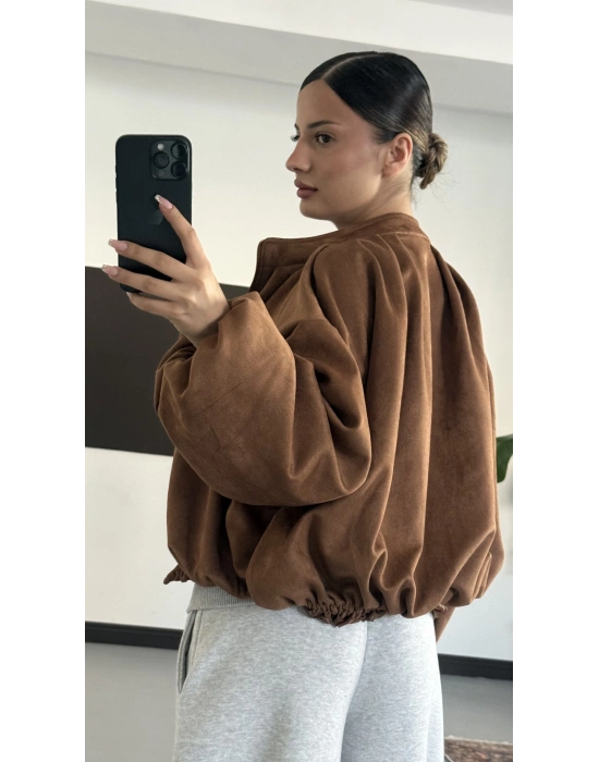 Maira Oversize Süet Ceket - Kahve