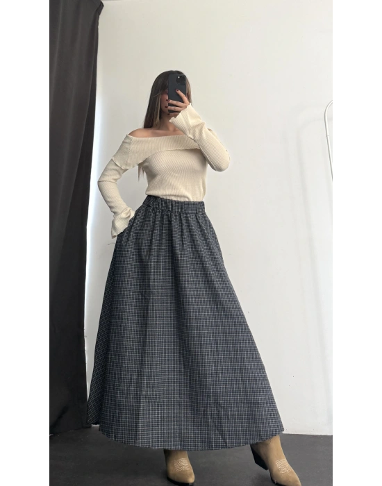 Maisie Ekoseli Etek - Lacivert