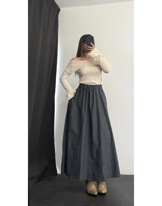 Maisie Ekoseli Etek - Lacivert