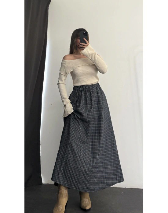 Maisie Ekoseli Etek - Lacivert