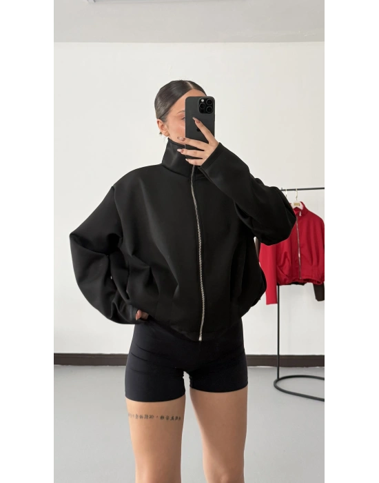 Maisy Pileli Ceket - Siyah