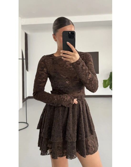 Marina Dantel Takım - Kahve