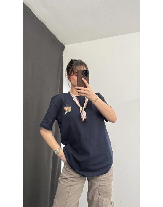 Marlen Fular Detay Tshirt - Lacivert