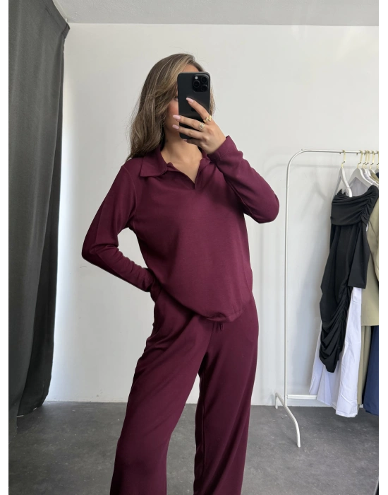 Maya Polo Yaka Takım - Bordo