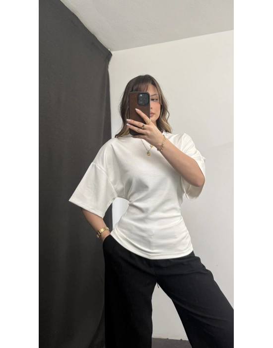 Maya Sırt Detay Modal Bluz - Beyaz