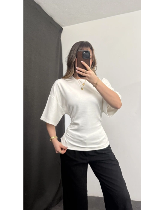 Maya Sırt Detay Modal Bluz - Beyaz