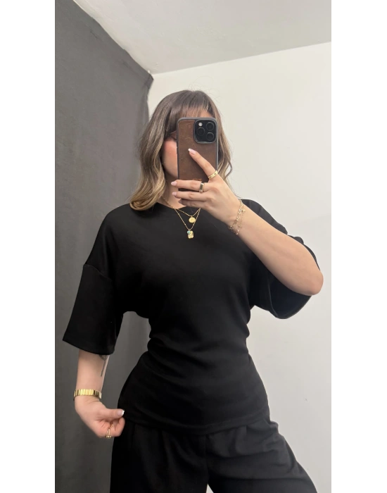 Maya Sırt Detay Modal Bluz - Siyah