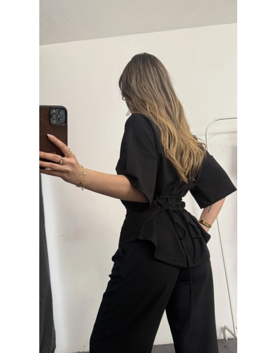 Maya Sırt Detay Modal Bluz - Siyah