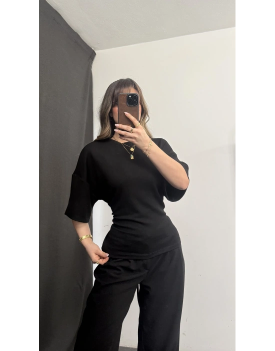 Maya Sırt Detay Modal Bluz - Siyah