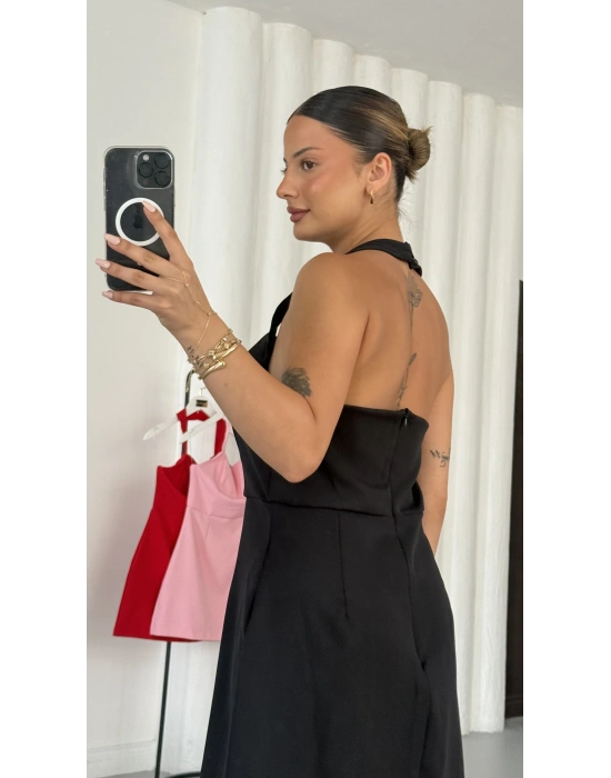 Melinda Sırt Dekolte Elbise - Siyah