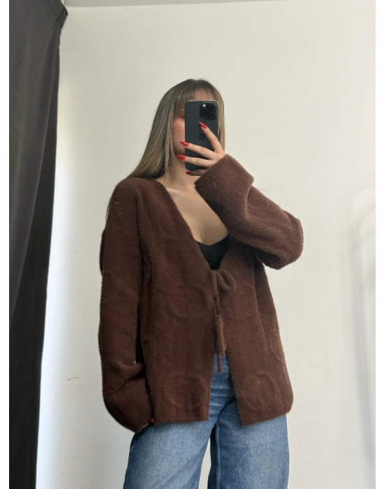 Melita Bağcıklı Hırka - Kahve