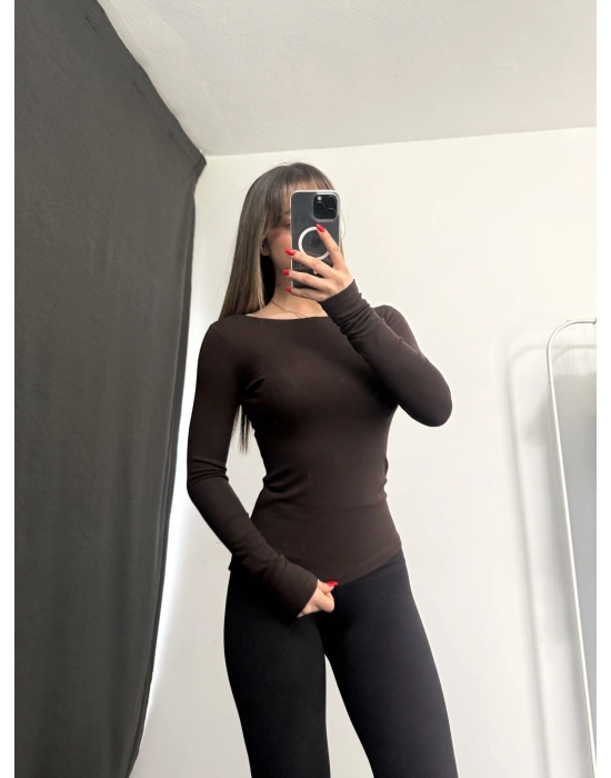 Melly Basic Crop - Kahve