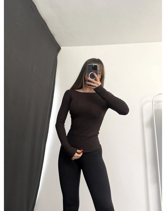 Melly Basic Crop - Kahve