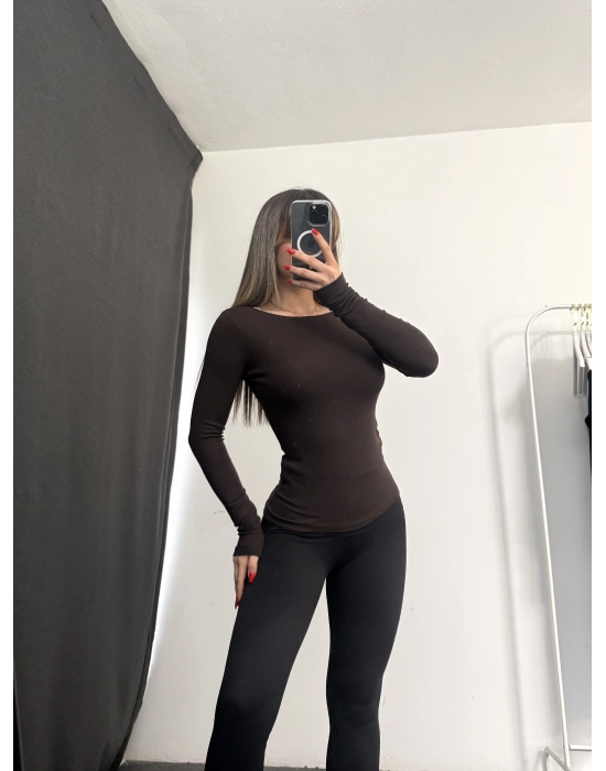 Melly Basic Crop - Kahve