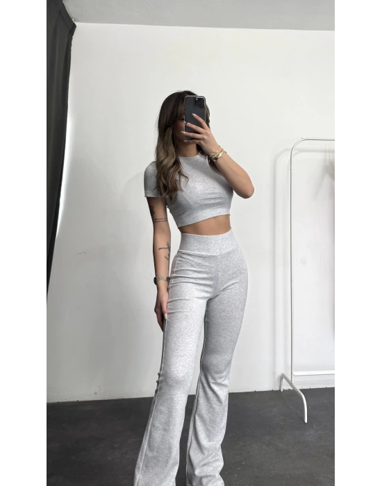 Melly Crop Takım - Gri