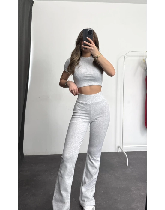 Melly Crop Takım - Gri