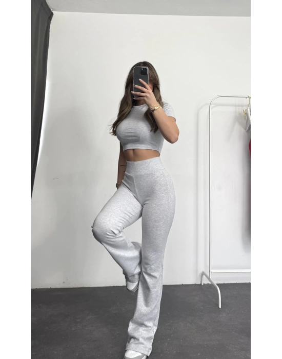 Melly Crop Takım - Gri