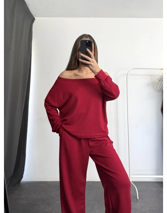 Meva Düşük Omuz Takım - Bordo