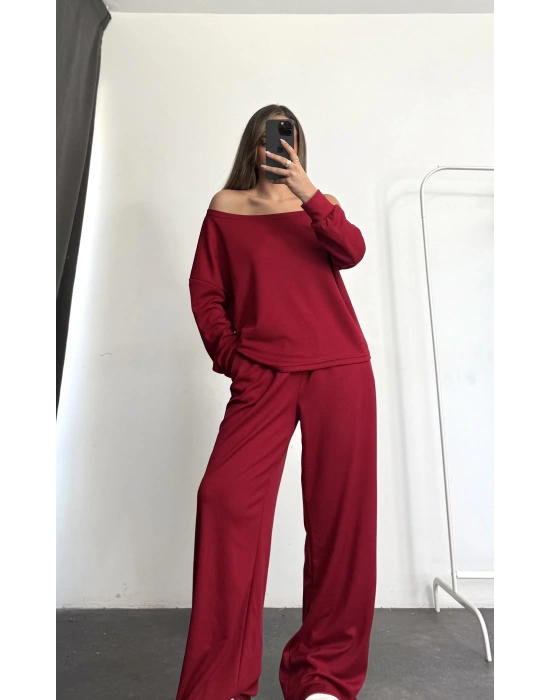Meva Düşük Omuz Takım - Bordo