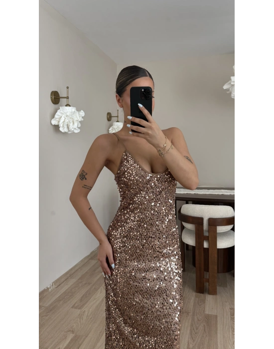 Milena Payetli Elbise - Vizon