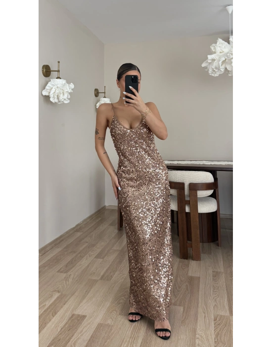 Milena Payetli Elbise - Vizon