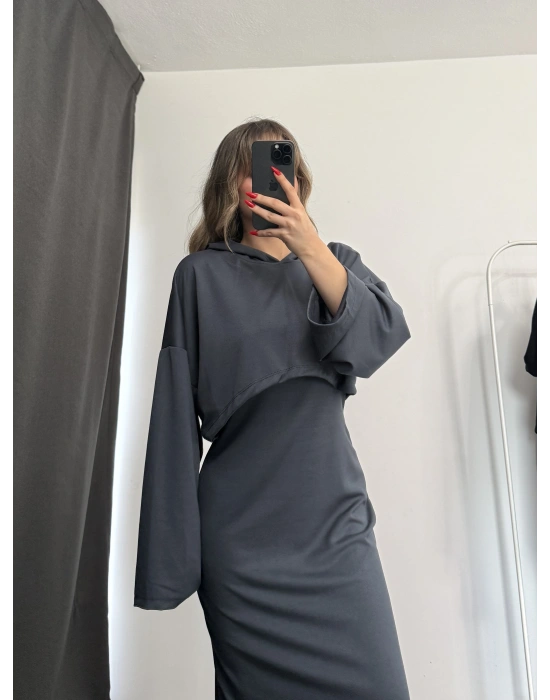 Mina Sweat Elbise Takım - Antrasit