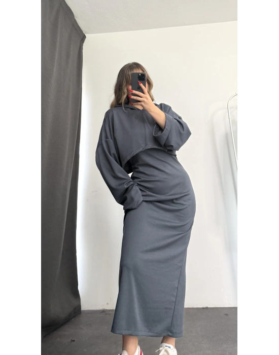 Mina Sweat Elbise Takım - Antrasit