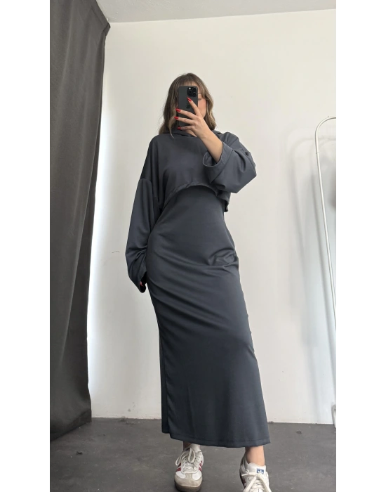 Mina Sweat Elbise Takım - Antrasit