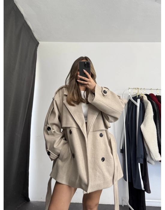 Mindy Kısa Kaban - Bej