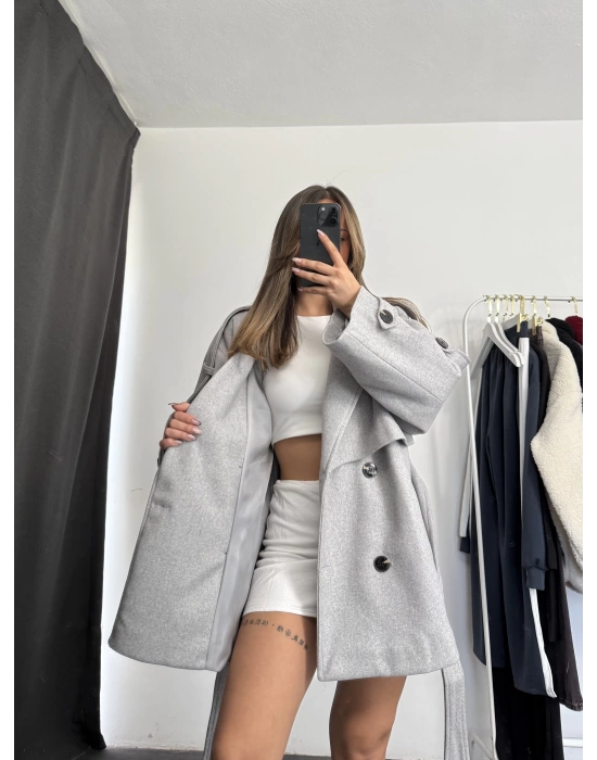 Mindy Kısa Kaban - Gri