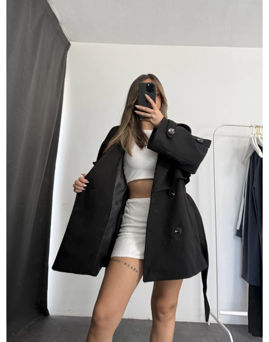 Mindy Kısa Kaban - Siyah