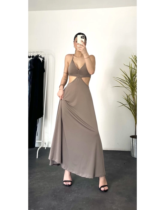 Minna Bağlamalı Elbise -Vizon