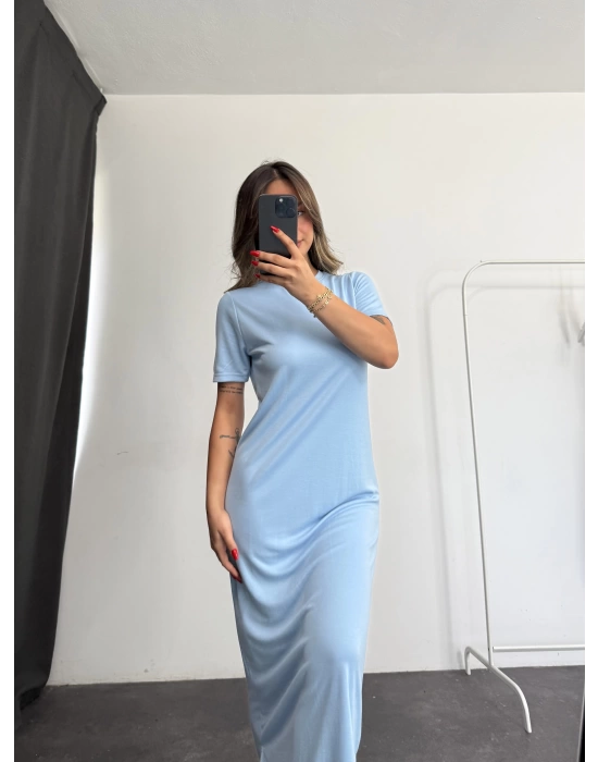 Minso Basic Elbise - Mavi