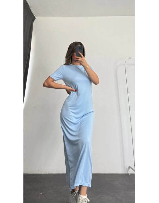 Minso Basic Elbise - Mavi