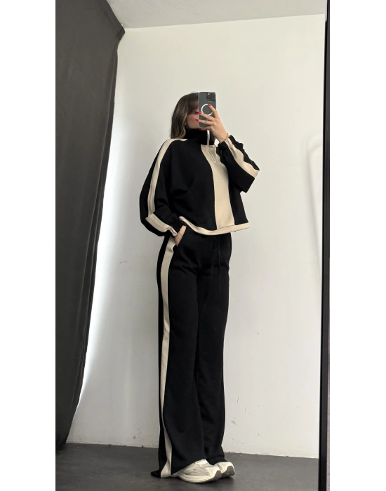 Miranda Şeritli Eşofman Takım - Siyah