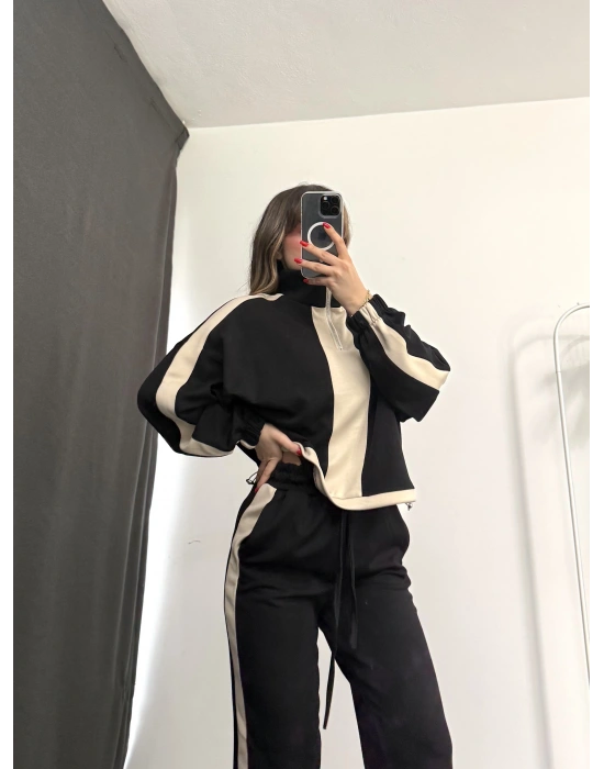 Miranda Şeritli Eşofman Takım - Siyah